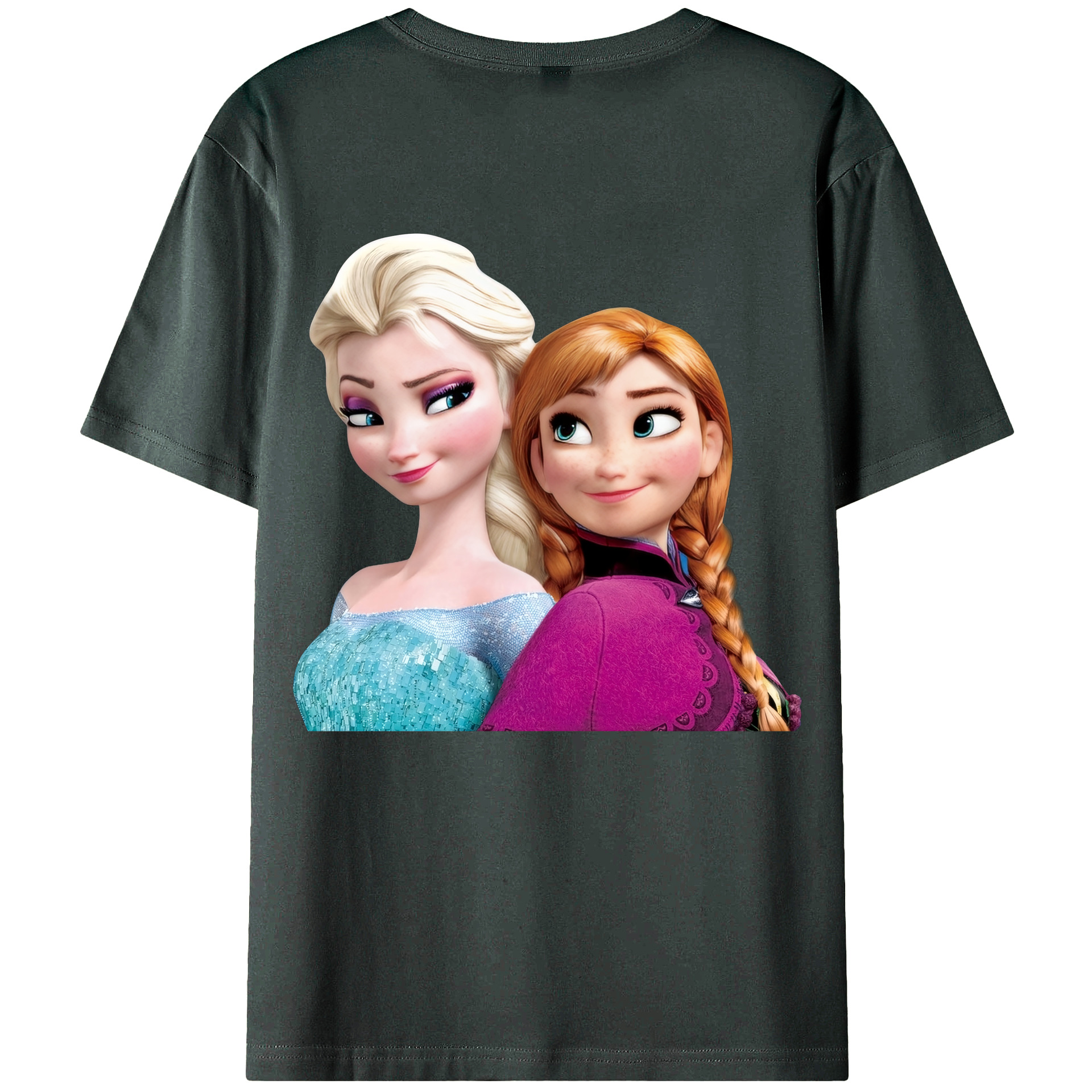 （画像用） アナと雪の女王 アンナ エルサ Frozen Anna Elsa 綿100％ メンズ半袖Tシャツ（バックプリント） 通気性